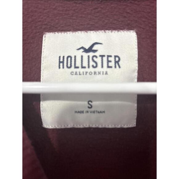 Hollister Cropped Sweatshirt Popover Women’s Small Burgundy Y2K - Picture 3 of 6
